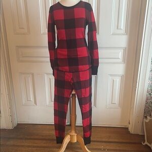 NWT Old Navy Women's Waffle Thermal Pajama Set red buffalo plaid  Small